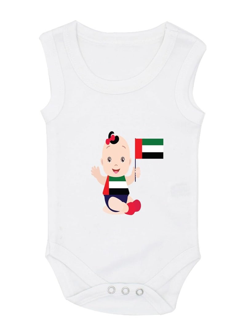 UAE National Day Baby Romper,Sleeveless Unisex Bodysuit,100% Cotton Soft Fabric,Comfortable&Stylish Baby Outfit For Boys&Girls,Perfect National Day Outfit Gift Unisex Baby Romper  - Image 1