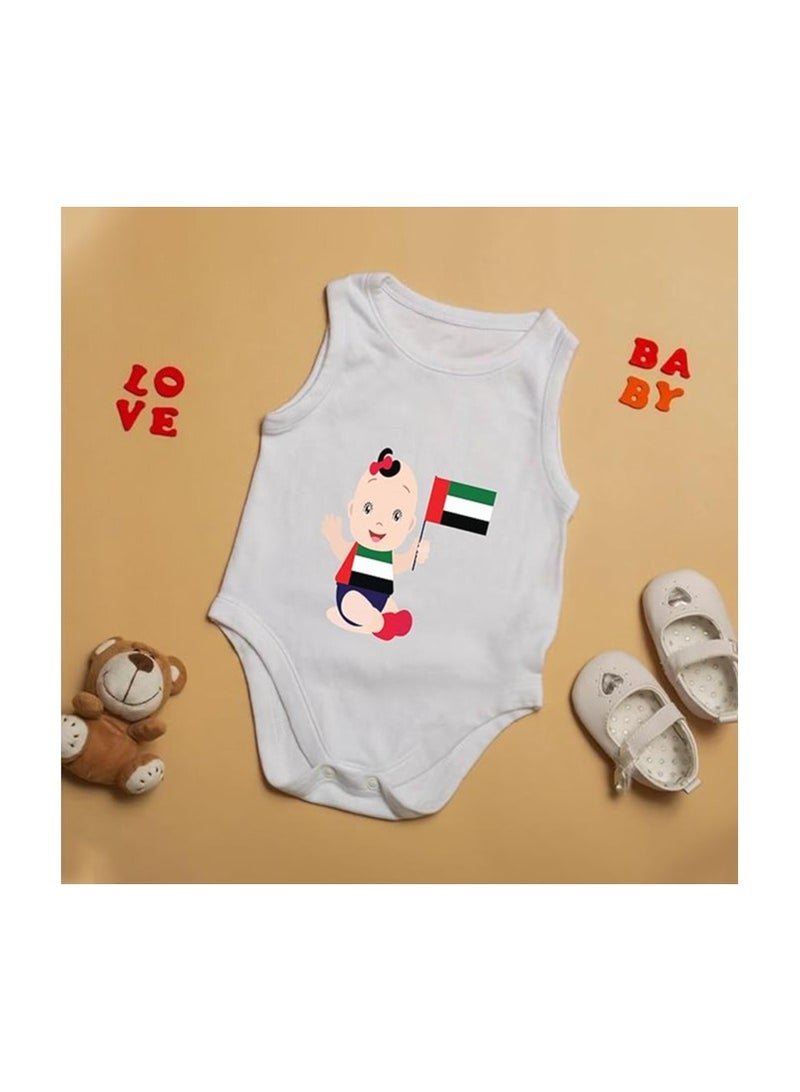 UAE National Day Baby Romper,Sleeveless Unisex Bodysuit,100% Cotton Soft Fabric,Comfortable&Stylish Baby Outfit For Boys&Girls,Perfect National Day Outfit Gift Unisex Baby Romper  - Image 2