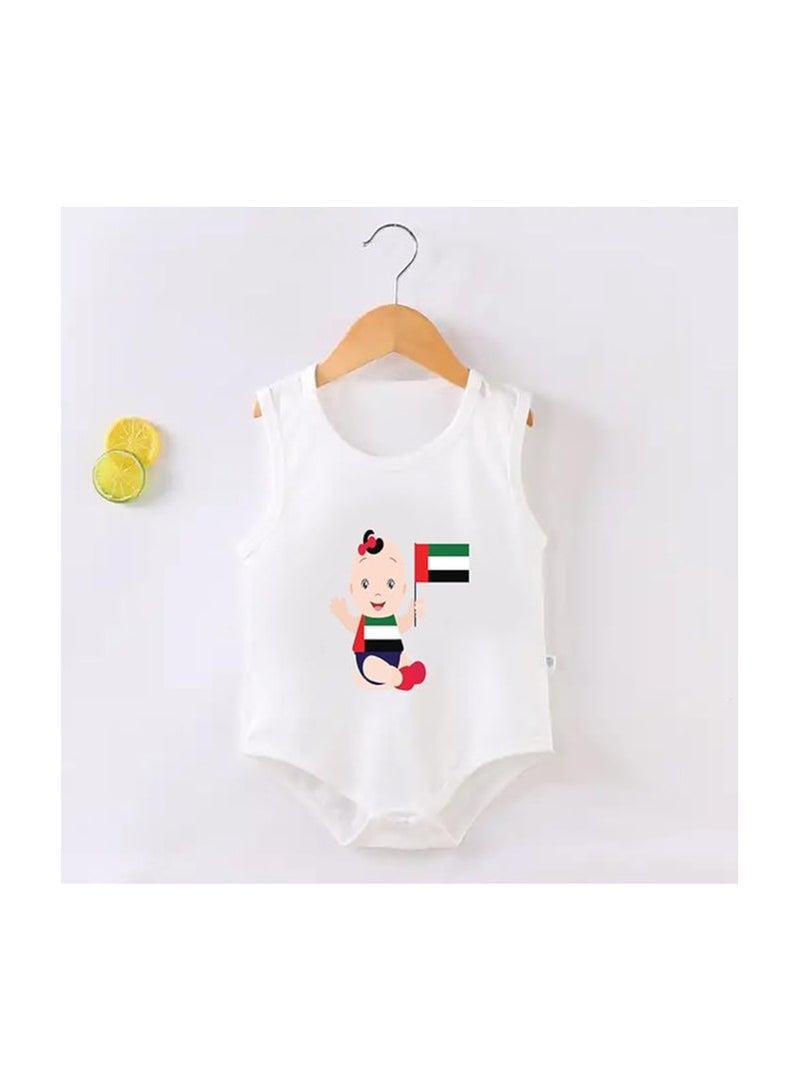 UAE National Day Baby Romper,Sleeveless Unisex Bodysuit,100% Cotton Soft Fabric,Comfortable&Stylish Baby Outfit For Boys&Girls,Perfect National Day Outfit Gift Unisex Baby Romper  - Image 3