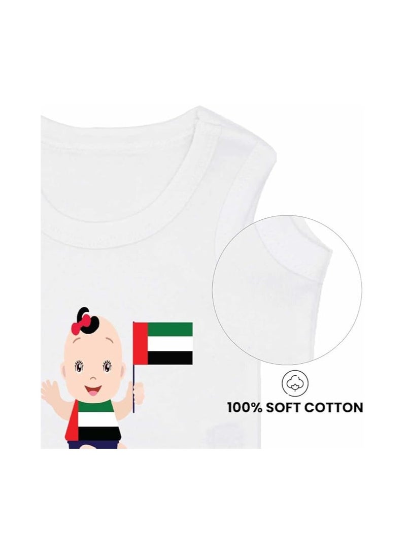 UAE National Day Baby Romper,Sleeveless Unisex Bodysuit,100% Cotton Soft Fabric,Comfortable&Stylish Baby Outfit For Boys&Girls,Perfect National Day Outfit Gift Unisex Baby Romper  - Image 4
