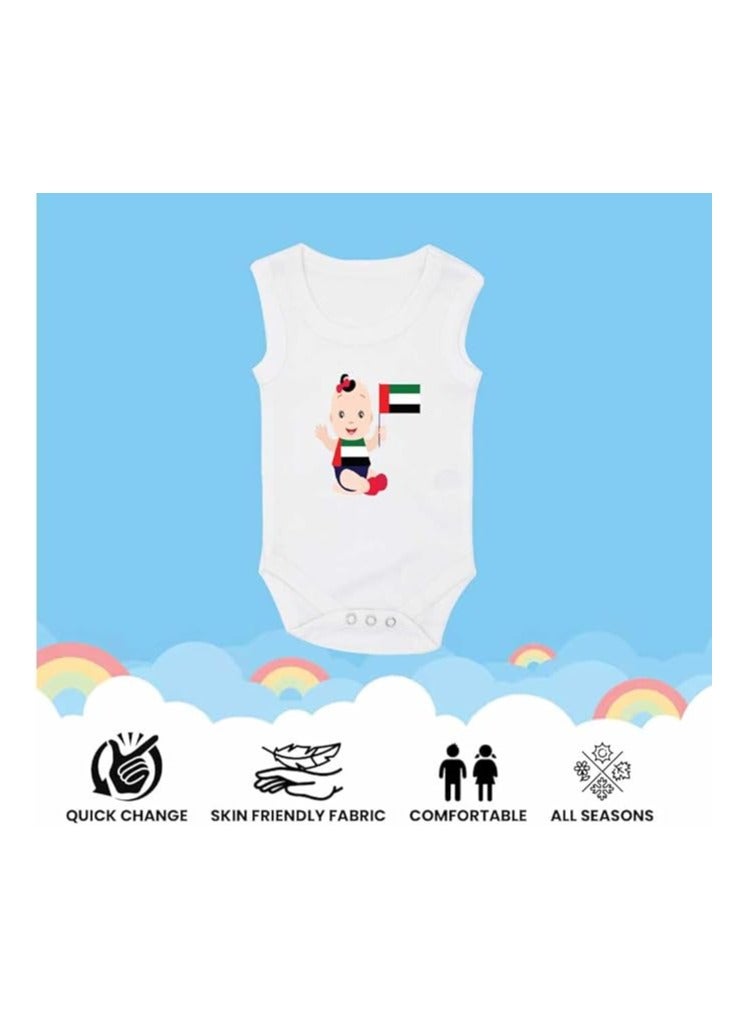 UAE National Day Baby Romper,Sleeveless Unisex Bodysuit,100% Cotton Soft Fabric,Comfortable&Stylish Baby Outfit For Boys&Girls,Perfect National Day Outfit Gift Unisex Baby Romper  - Image 5