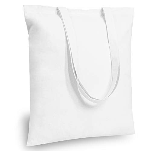 TOPDesign 6-Pack Economical 16"x15" White Cotton Tote Bag, Lightweight Medium Reusable Grocery Shopping Cloth Bags, Suitable for DIY, Advertising, Promotion, Gift, Activity - Image 1