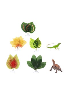 SYOSI Reptile Plants Leaves, 5Pcs Artificial Plants, Terrarium Plants Habitat Decoration Accessories Decorate Grass Leaf with Suction Cup for Gecko Snake Tortoise, Decorative Landscaping Simulation Plant  - Image 1