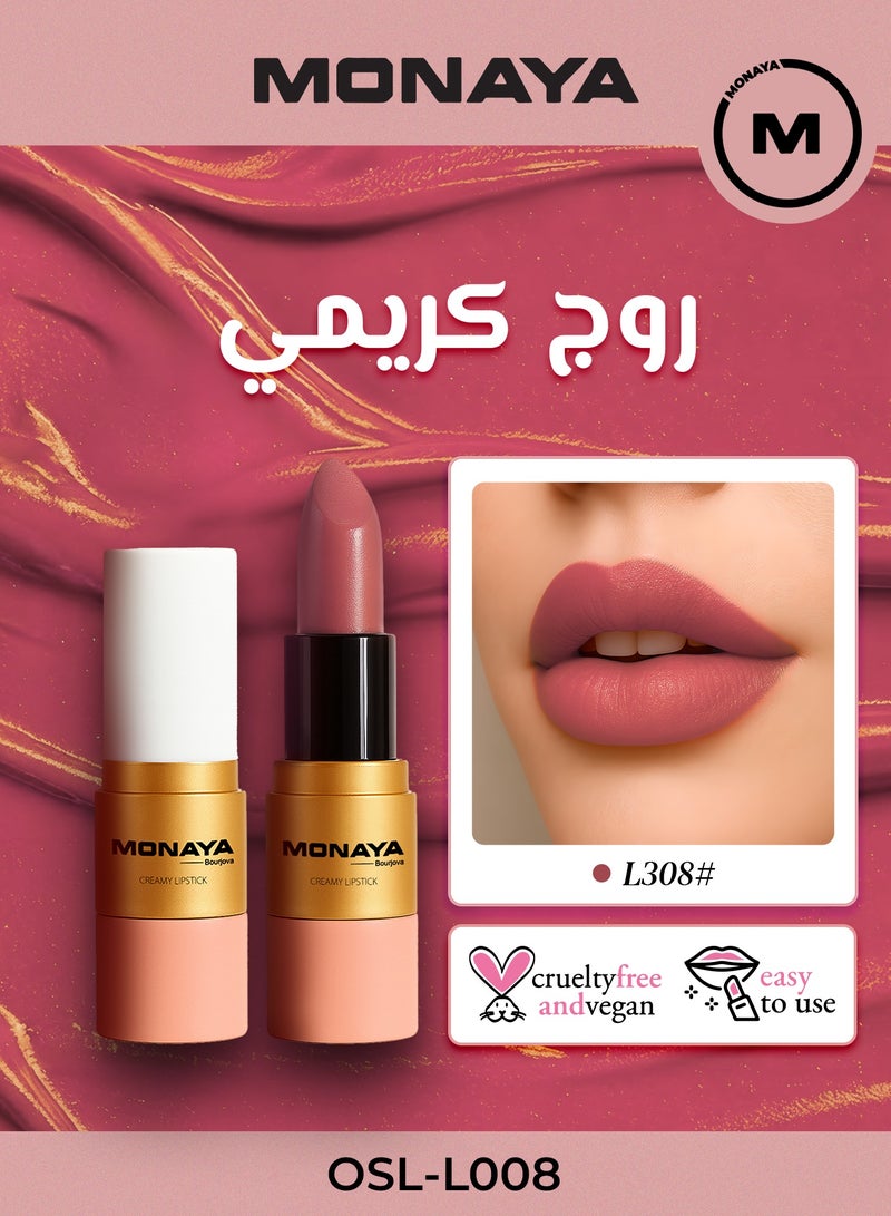 مونايا L008 روج كريمي، روج فخم لامع، تركيبة كريمية لشفايف ناعمة ومليانة، إحساس مرطب - Image 1