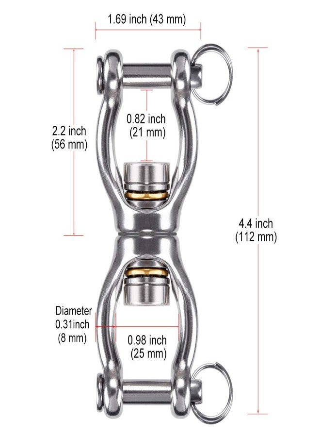 Dolibest SUS304 Silent Bearing Swing Swivel, Tire Swing Swivel with 2 Removeable Buckle for Web Tree Swing, Aerial Dance, Swing Yoga Swing Sets, 770LB Capacity - Image 4