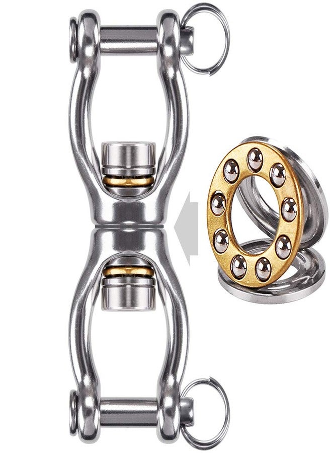 Dolibest SUS304 Silent Bearing Swing Swivel, Tire Swing Swivel with 2 Removeable Buckle for Web Tree Swing, Aerial Dance, Swing Yoga Swing Sets, 770LB Capacity - Image 1