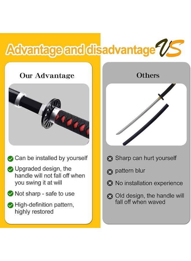 O8.design Amine,High-Grade Carbon Steel Tanjiro Kamado Sword | Safe, Unsharpened Blade, Authentic 1:1 Anime Cosplay Prop - Image 3