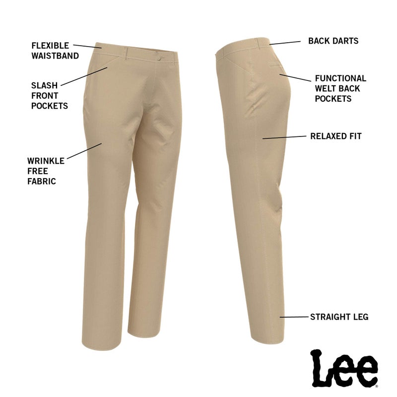 Lee Women's Wrinkle Free Relaxed Fit Straight Leg Pant, Ash Heather, 4 Long - Image 2