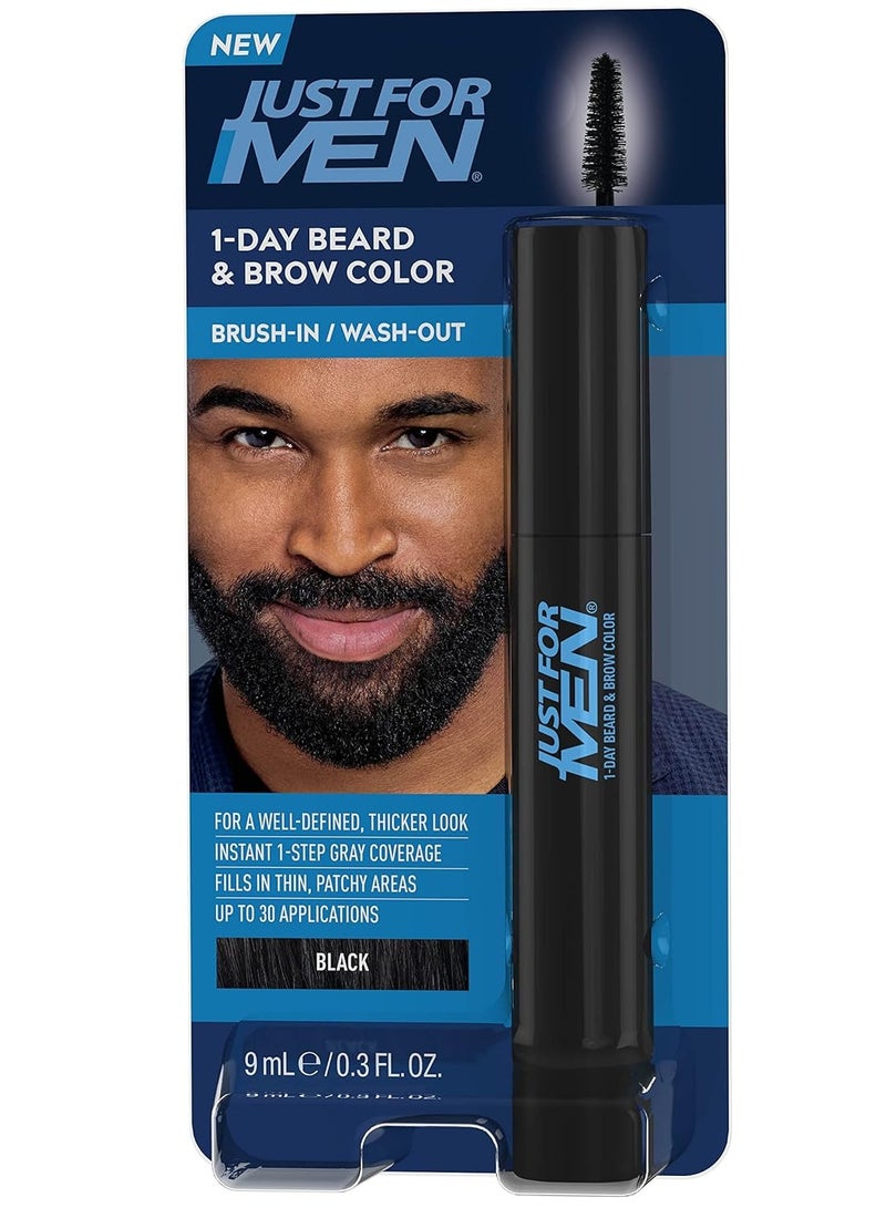 Just For Men Just for Men 1-Day Beard & Brow Color, Temporary Color for Beard and Eyebrows, For a Fuller, Well-Defined Look, Up to 30 Applications, Black  - Image 1