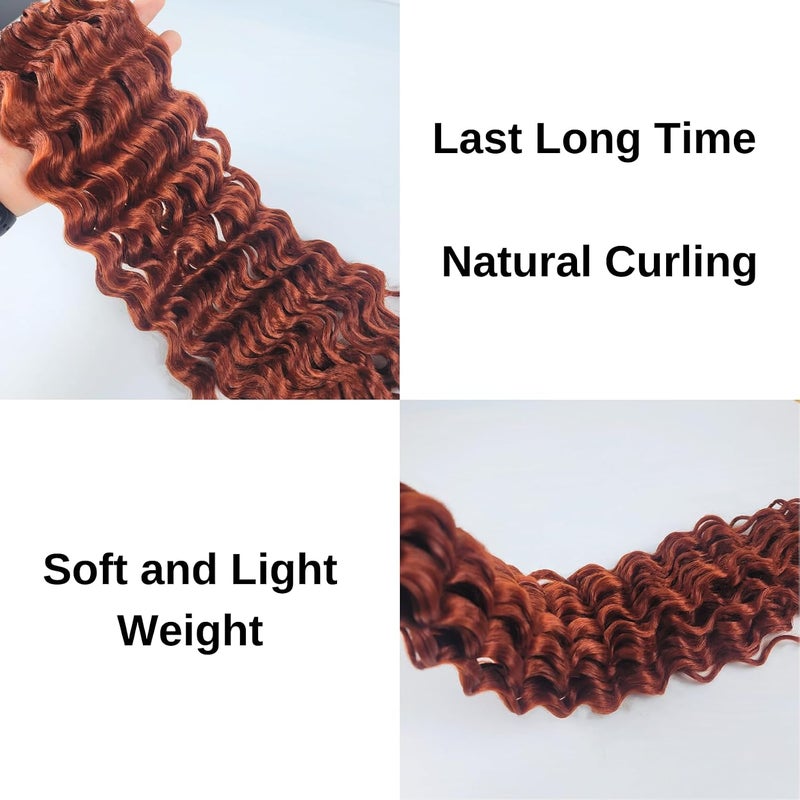 Leticia Ginger Braiding Pre Stretched Curly Deep Wave Boho Hair For Braiding Ez Braid Hair Extensions Colorful Synthetic Braids Boho Braiding Hair-Ginger - Image 5