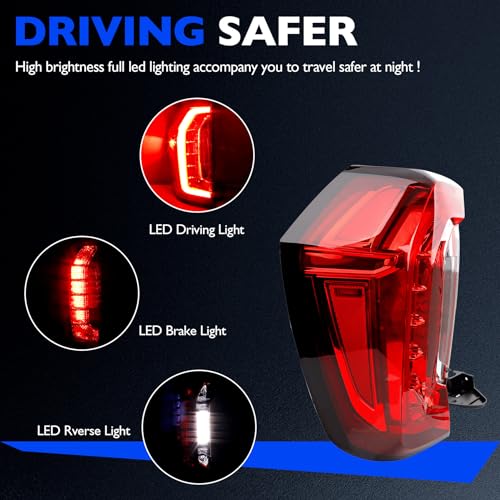 Misakomo Full LED Taillights - Brake Tail Light Compatible with 2021-2024 GMC Yukon SLE SLT AT4 Denal, Replace 84816392 - Driving Parking Reverse Brake Turn Signal Lighting - Rear Left Driver Outer Side LH - Image 2