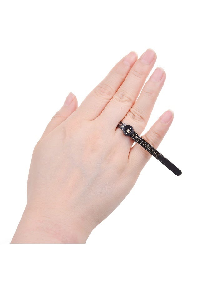 fantasize 2X Ring Sizer Measuring Tool - US Size 1-17 and UK Size A-Z - Measure Finger Size Accurately - Reusable Clear Print with Magnifying Glass - Jewelry, Ring - (Black/White) - Image 2