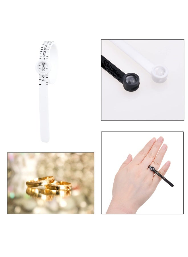fantasize 2X Ring Sizer Measuring Tool - US Size 1-17 and UK Size A-Z - Measure Finger Size Accurately - Reusable Clear Print with Magnifying Glass - Jewelry, Ring - (Black/White) - Image 5