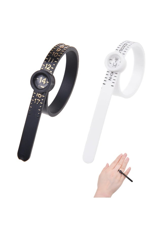 fantasize 2X Ring Sizer Measuring Tool - US Size 1-17 and UK Size A-Z - Measure Finger Size Accurately - Reusable Clear Print with Magnifying Glass - Jewelry, Ring - (Black/White) - Image 1