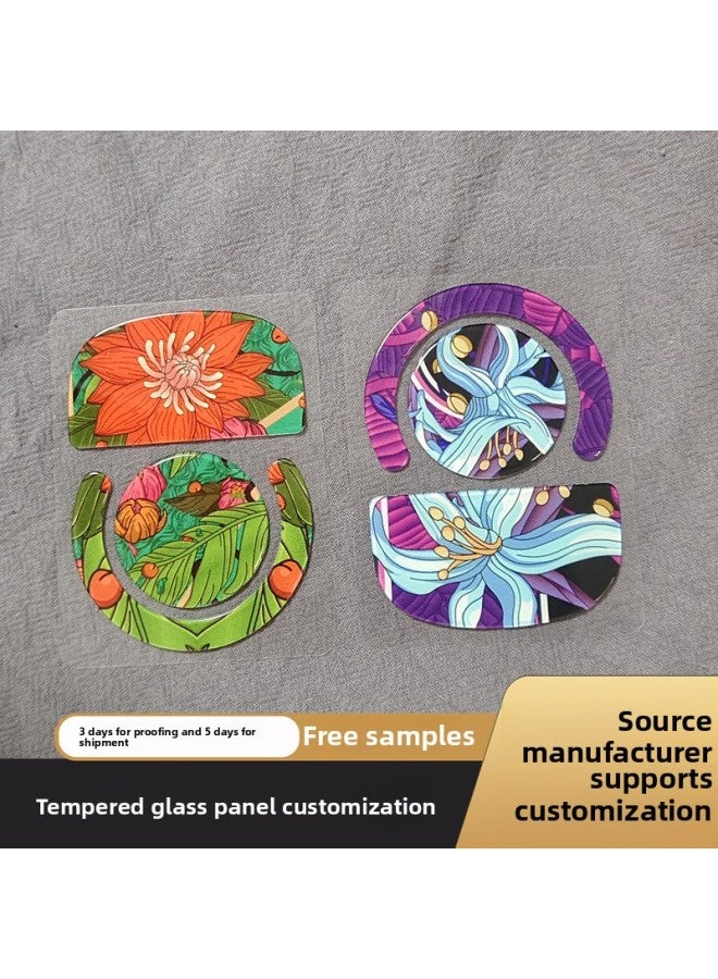 Applicable To Logitech GPW Second Generation Wild Lotus Lily Tempered Glass Mouse Foot Sticker Electric Competitive Game Non-slip Mat Foot Sticker-Color:Wild Lotus  - Image 2