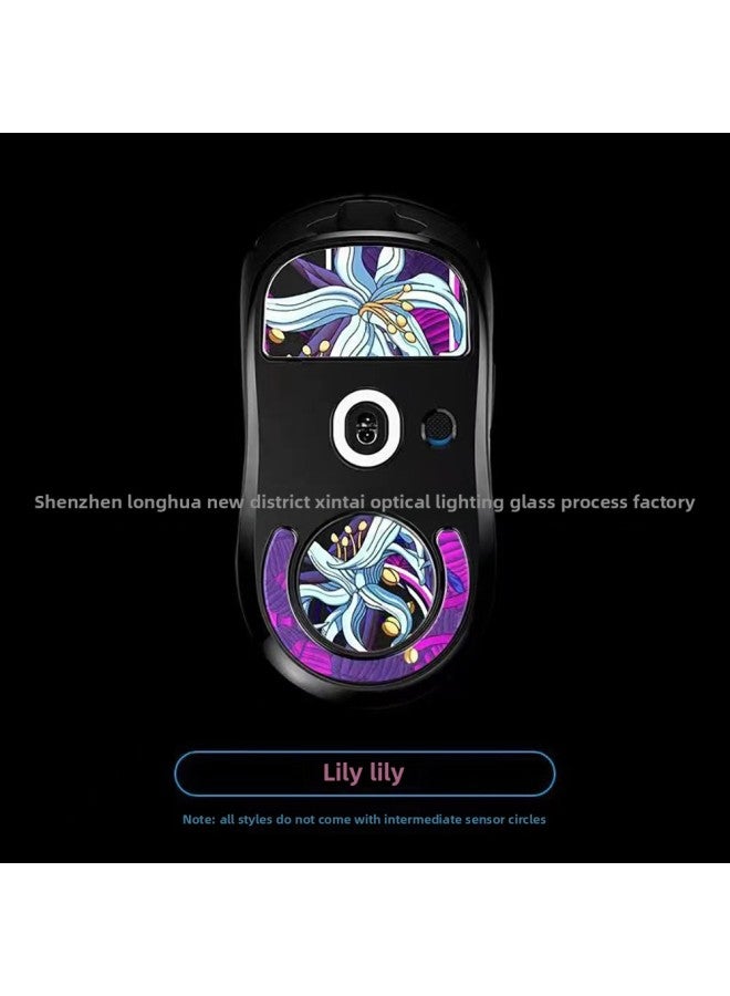 Applicable To Logitech GPW Second Generation Wild Lotus Lily Tempered Glass Mouse Foot Sticker Electric Competitive Game Non-slip Mat Foot Sticker-Color:Wild Lotus  - Image 4