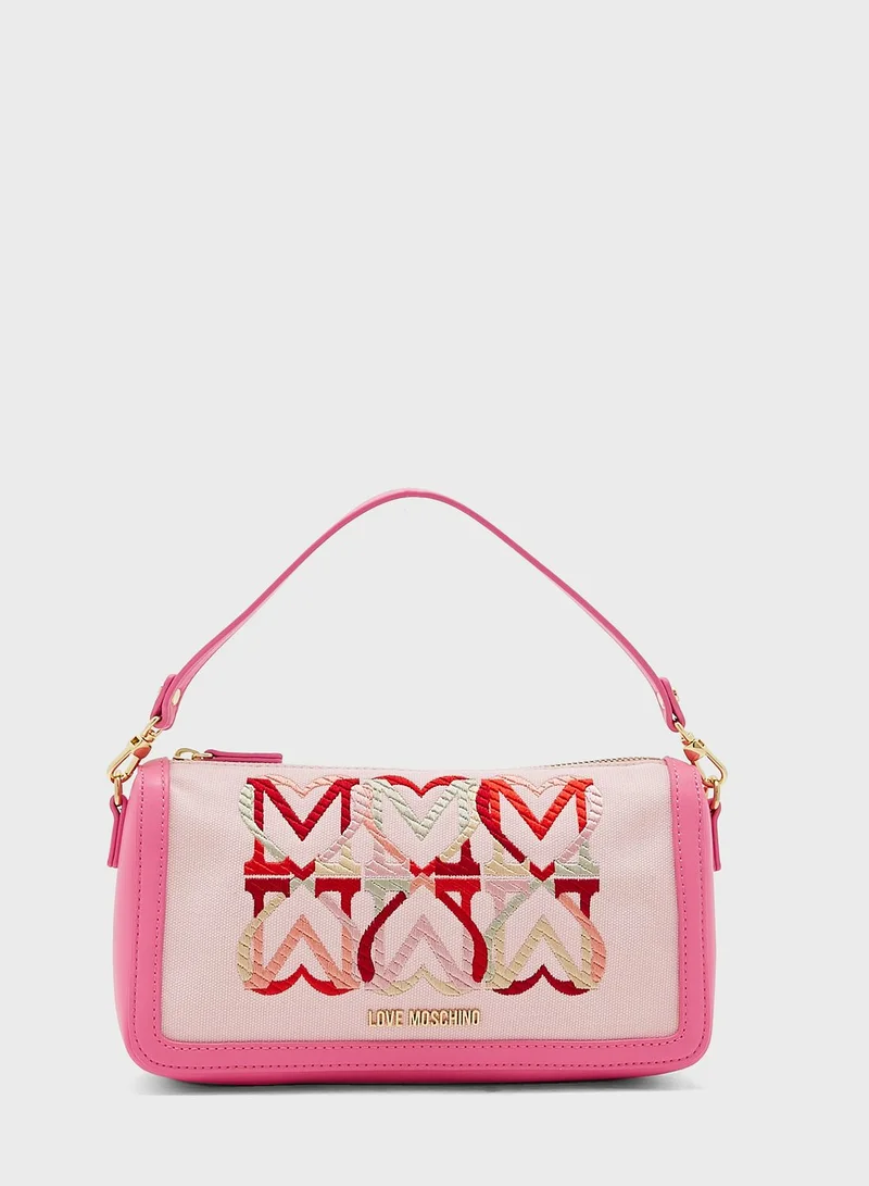 Love Moschino Embroidered Top Handle Satchel