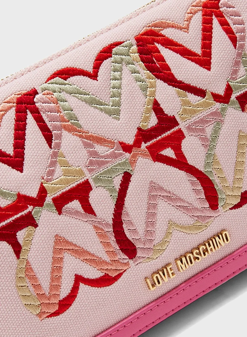 Love Moschino Embroidered Top Handle Satchel