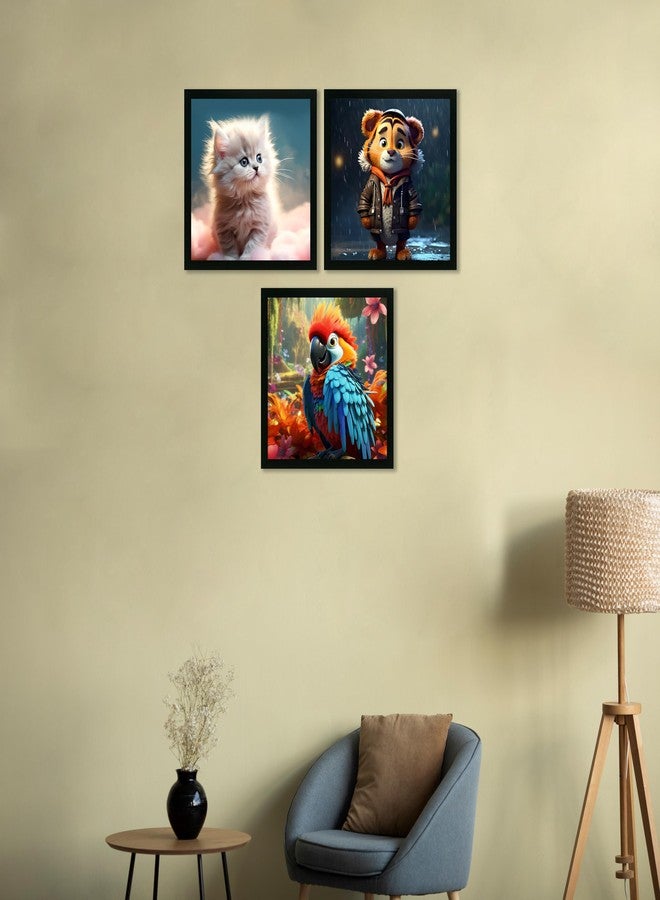 Printasta - 3D Animal Print Photo Frames for Kids Rooms - Frames for Kids Room Wall Decoration - Wall Frames for Office, School and Home, 9x9 Inch - Set of 3 - Image 3