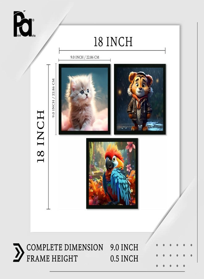 Printasta - 3D Animal Print Photo Frames for Kids Rooms - Frames for Kids Room Wall Decoration - Wall Frames for Office, School and Home, 9x9 Inch - Set of 3 - Image 5