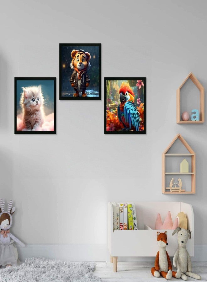 Printasta - 3D Animal Print Photo Frames for Kids Rooms - Frames for Kids Room Wall Decoration - Wall Frames for Office, School and Home, 9x9 Inch - Set of 3 - Image 4