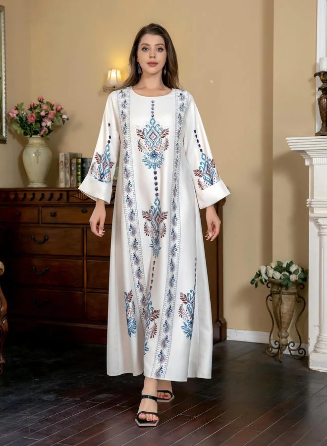 Take Two Take Two Embellished Faux Pearl Detail Round Neck Jalabiya