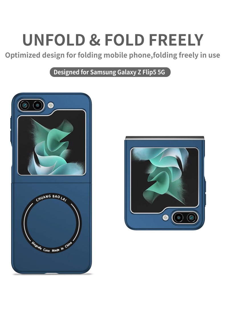 Excefore For Samsung Galaxy Z Flip5 Case, for Samsung Z Flip 5 Slim Thin Shockproof Full-Body Protective Cover Phone Case, Compatible with MagSafe Wireless Charger, for Samsung Galaxy Z Flip 5 5G CX (Blue) - Image 3