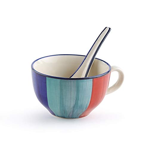 KITTENS Multicolour Handpainted Ceramic Bowls with Spoons – Set of 2, 300ml – BPA-Free, Microwave & Dishwasher Safe, Scratch Resistant – Ideal for Soup, Salad, Snacks & Gifting - Image 3