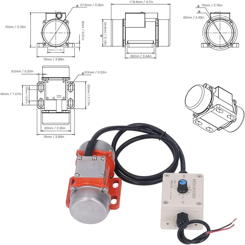 DC12V Electric Concrete Vibrator Motor 30W 4000RPM IP65 Waterproof with Speed Controller - Image 5