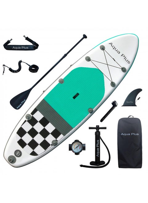 Aqua Plus 6inches Thick Inflatable SUP for All Skill Levels Stand Up Paddle Board,Paddle,Double Action Pump,ISUP Travel Backpack, Leash,Shoulder Strap,Youth,Adult Inflatable Paddle Board