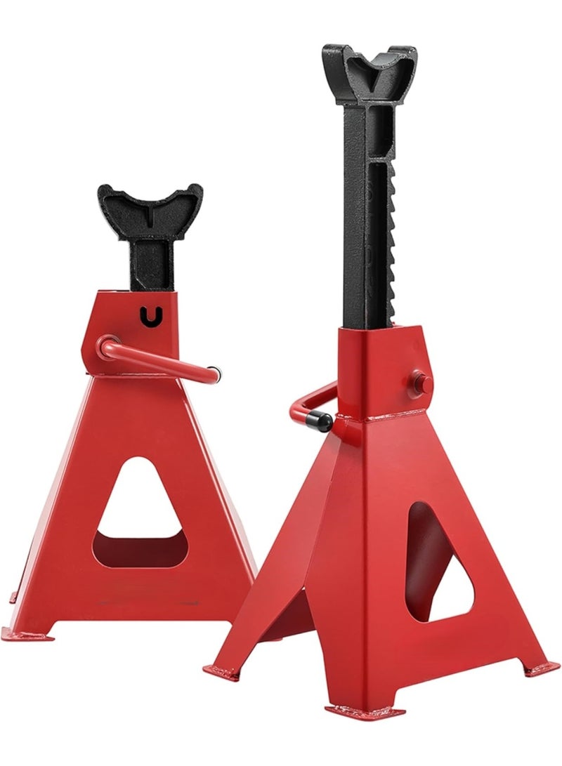 Jack Stand 3 Ton-2 Piece 2.5kg- Heavy-Duty Easy to Use Automotive Lifting Stands with Adjustable Height and Ratchet Mechanism Ideal for Vehicle Maintenance Tire Changing and Undercarriage Work - Image 1