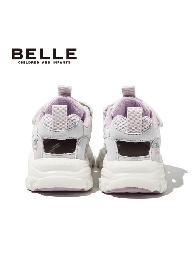 Belle Kids Mesh Sports Shoes Breathable Running Shoes Spring Autumn Dad Sneakers Casual White Shoes Purple Size 30 - Image 4