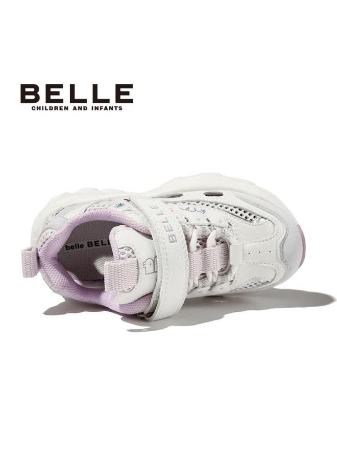Belle Kids Mesh Sports Shoes Breathable Running Shoes Spring Autumn Dad Sneakers Casual White Shoes Purple Size 30 - Image 3