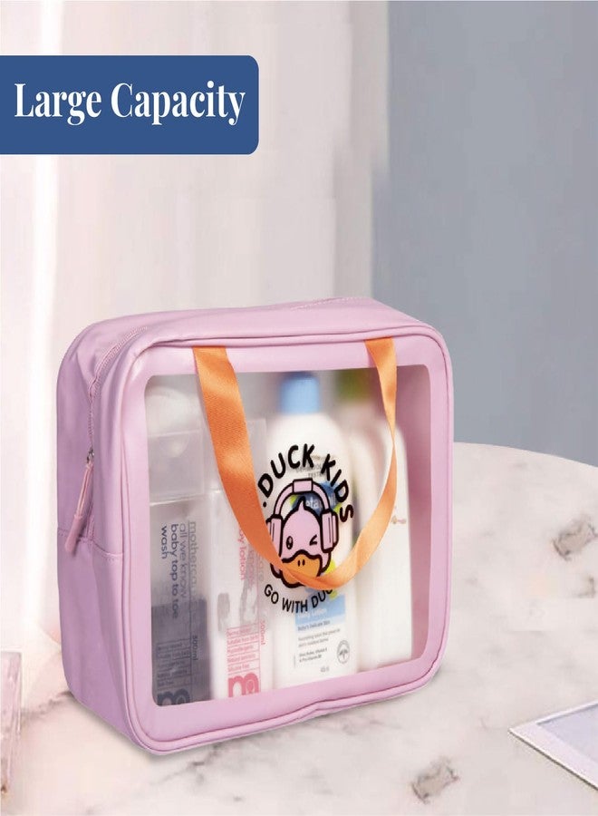 Homestrap Multi-Functional Large Toiletry Storage Wash Bag | Waterproof Wash Bag with Zipper Handle and Transparent Display | Travel Organizer for Bath Accessories & Grooming Kit | Pink - Image 4