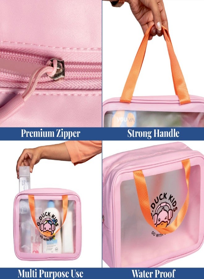 Homestrap Multi-Functional Large Toiletry Storage Wash Bag | Waterproof Wash Bag with Zipper Handle and Transparent Display | Travel Organizer for Bath Accessories & Grooming Kit | Pink - Image 3