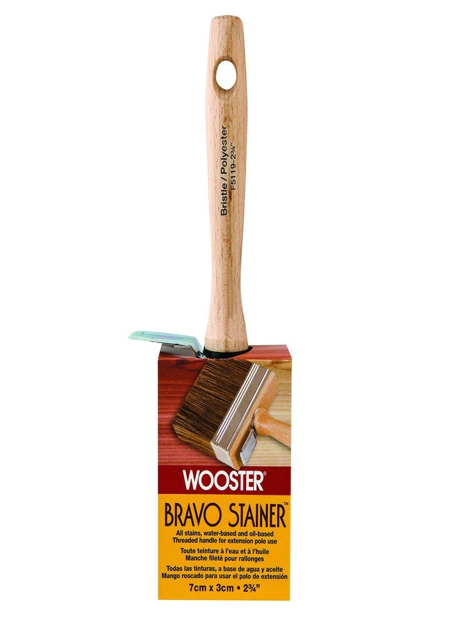 Wooster Bravo Stainer Bristle/Polyester Firm Stain Paintbrush, 2 3/4", Wood - Image 2