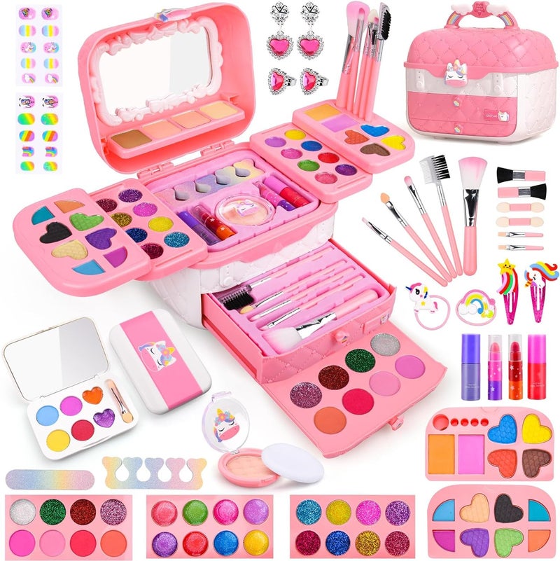 Auney 80 PCS Kids Makeup Kit for 3 4 5 6 7 8 Years Old Unicorn Girls Toy for Little Girls Birthday Princess Toys Dress Up Toy for Performance Dance Show Role Play Party - Image 3
