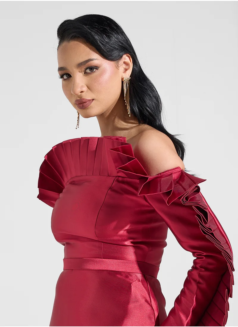 Namshi x Off Shoulder Dress With Statement Pleat
