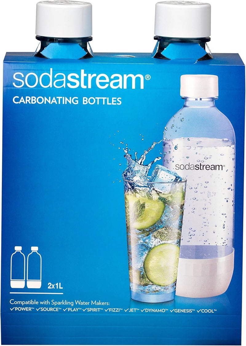 SodaStream Carbonating Bottle, 1 liter, White (Pack of 2) Multi-use qualified quality - Image 1
