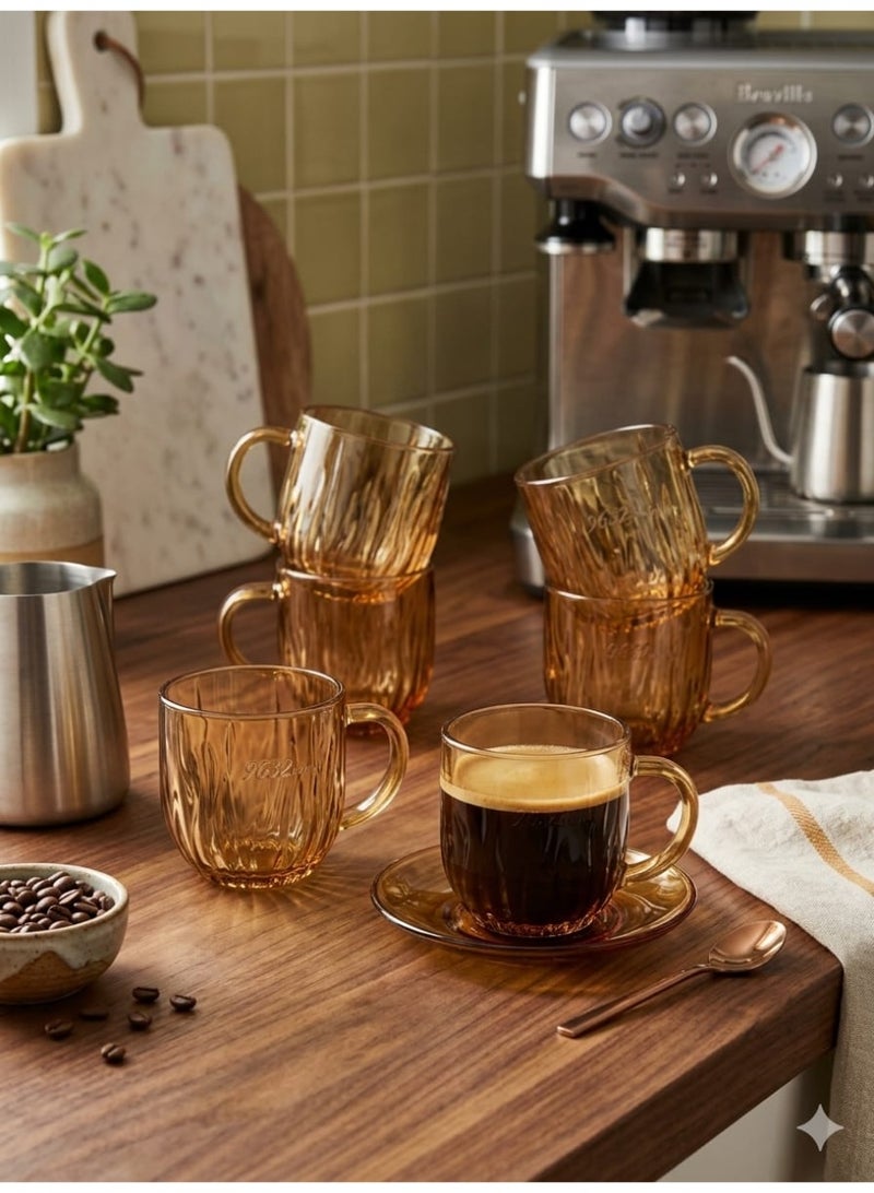 Serve your beverages in style with this amber transparent glass cups set, featuring a modern design that adds elegance to any table. - Image 3