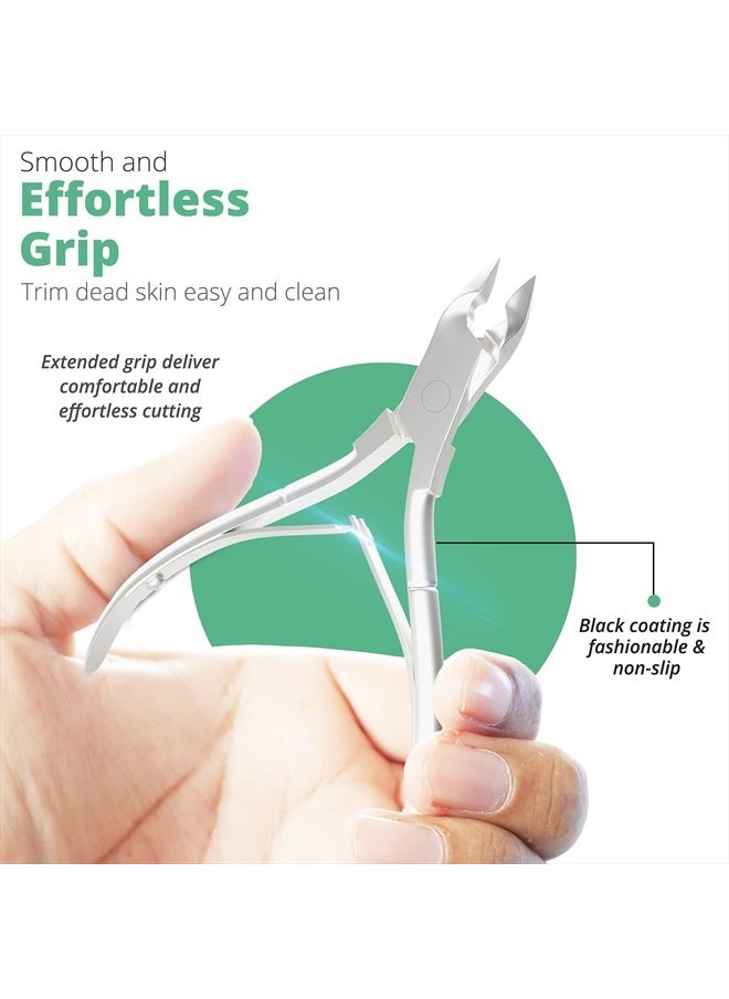 GREEN ESTETICA Professional Cuticle Trimmer Nail Cuticle Cutter Stainless Steel Cuticle Nippers with Sharp Blades of Cuticle Clippers Manicure Tools with Double Spring for Nail Care Pedicure Nail Tools (Silver)  - Image 3