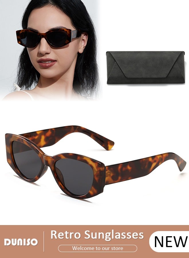 DUNISO Retro Sunglasses for Women & Men，Vintage Cat-Eye Shape Fashion Sun Glasses，Light Black Tortoiseshell，Scratch-Resistant, Trendy Eyewear & UV400 Protection - Image 1