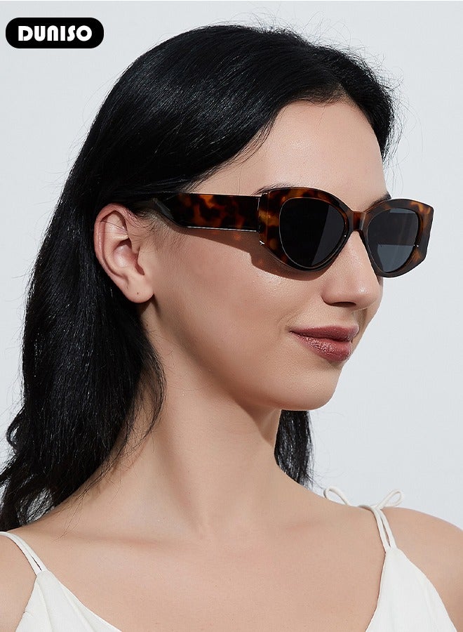 DUNISO Retro Sunglasses for Women & Men，Vintage Cat-Eye Shape Fashion Sun Glasses，Light Black Tortoiseshell，Scratch-Resistant, Trendy Eyewear & UV400 Protection - Image 3