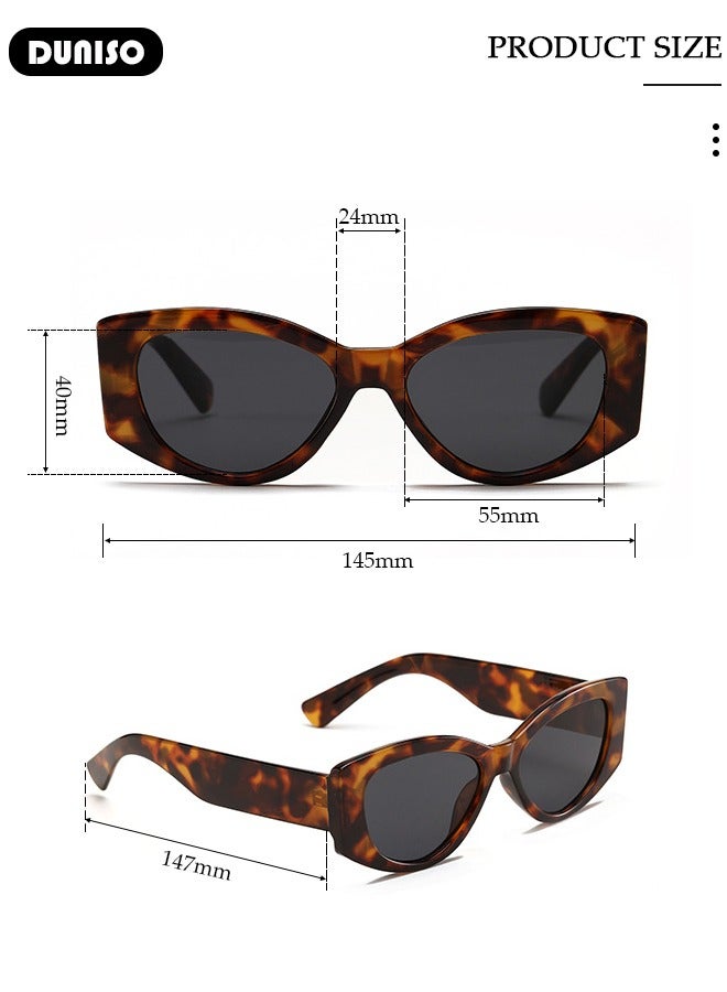 DUNISO Retro Sunglasses for Women & Men，Vintage Cat-Eye Shape Fashion Sun Glasses，Light Black Tortoiseshell，Scratch-Resistant, Trendy Eyewear & UV400 Protection - Image 4