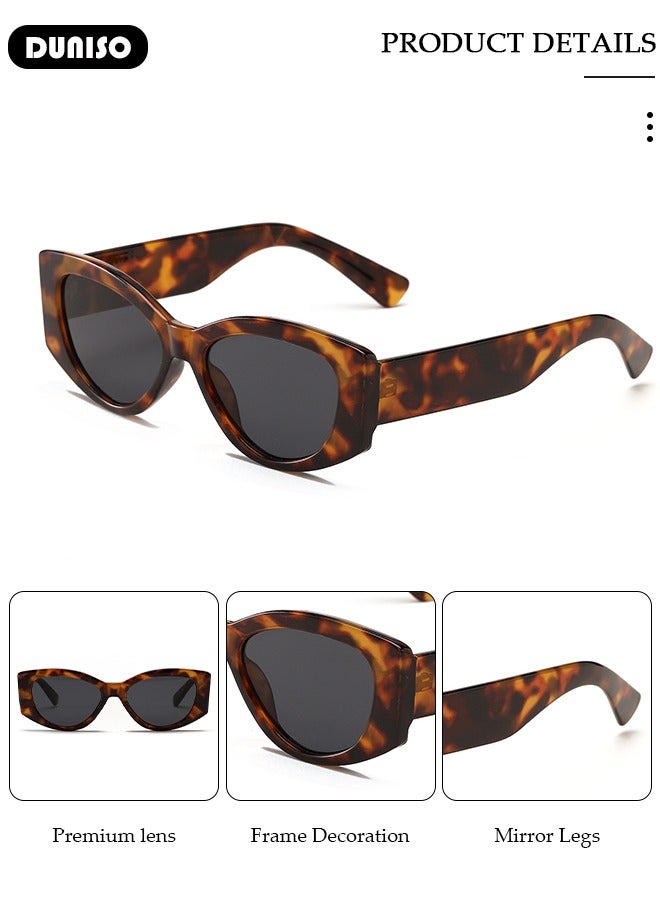 DUNISO Retro Sunglasses for Women & Men，Vintage Cat-Eye Shape Fashion Sun Glasses，Light Black Tortoiseshell，Scratch-Resistant, Trendy Eyewear & UV400 Protection - Image 5