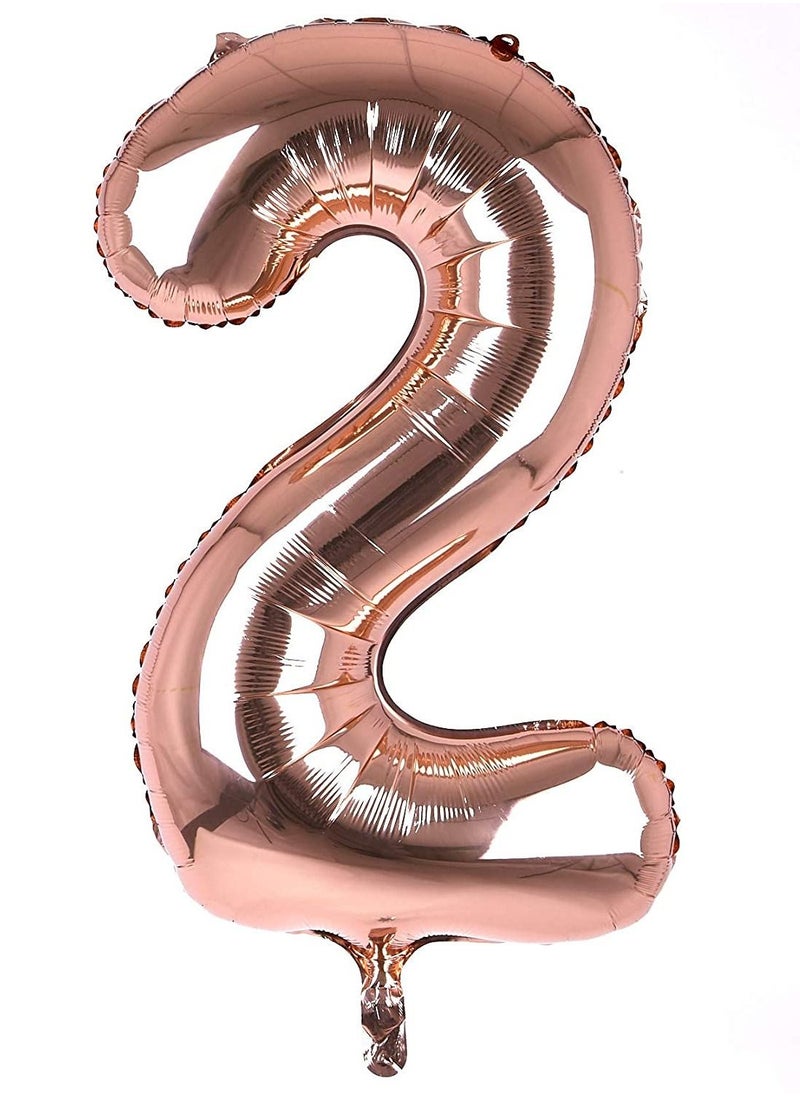 Brain Giggles - Brain Giggles 40 Inch Rose Gold Number 2 Foil Balloon - Image 1