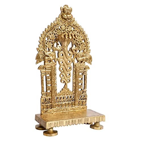 Kartique Brass Prabhavali for Keeping Idol Statues Singhasan Chowki Prabhawal Peedam Idol God Stand Gold Color Height 10 Inch - Image 2