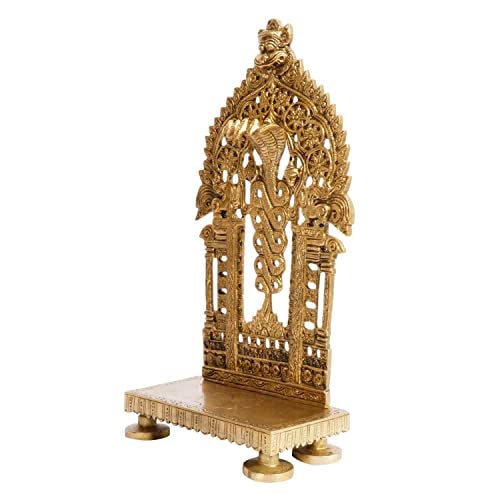 Kartique Brass Prabhavali for Keeping Idol Statues Singhasan Chowki Prabhawal Peedam Idol God Stand Gold Color Height 10 Inch - Image 3