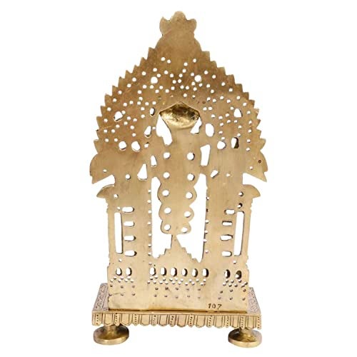 Kartique Brass Prabhavali for Keeping Idol Statues Singhasan Chowki Prabhawal Peedam Idol God Stand Gold Color Height 10 Inch - Image 4