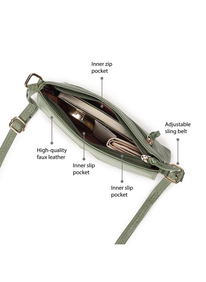 Fastrack Women Multi-Pocket Sling Bag with Front and Back Zip Pockets | Inner Zip and Slip Pockets | Adjustable Sling Belt | Stylish Everyday Sling | Trendy Women Handbags - Image 3